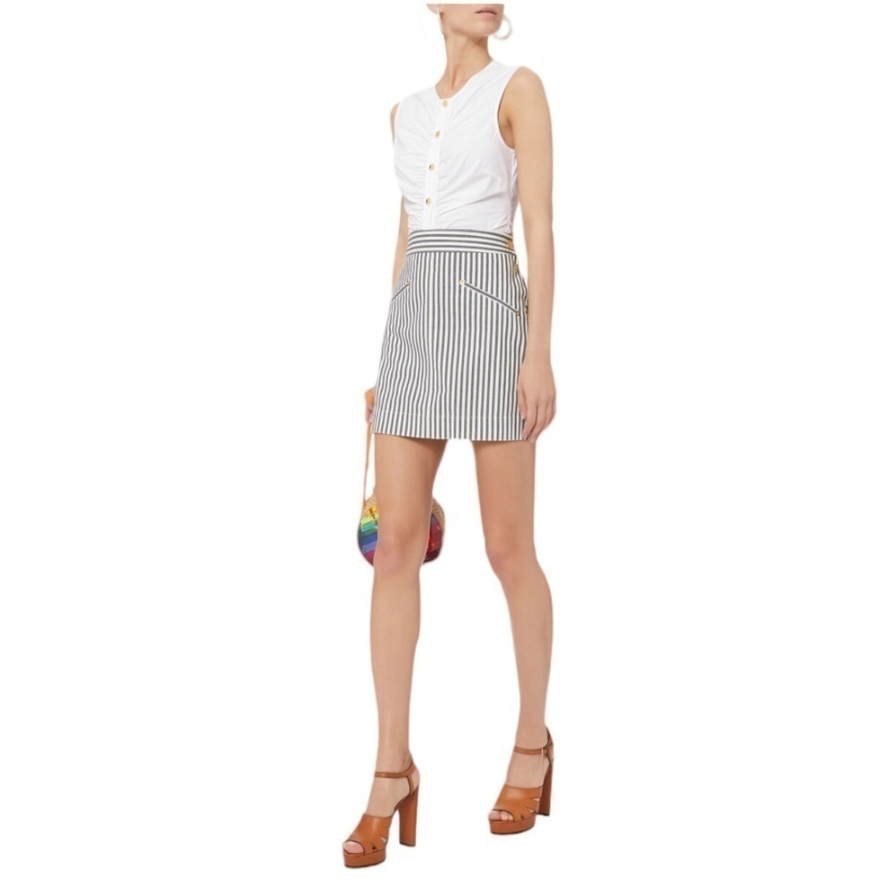 Derek Lam 10 Crosby Striped Cotton Twill Mini Skirt NWT - Picture 2 of 12
